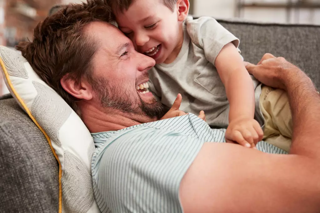 Happy Dad and son